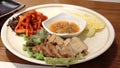 AÃÂ plateÃÂ ofÃÂ bossamÃÂ ofÃÂ aÃÂ traditionalÃÂ KoreanÃÂ dish. Korean food shooting image.